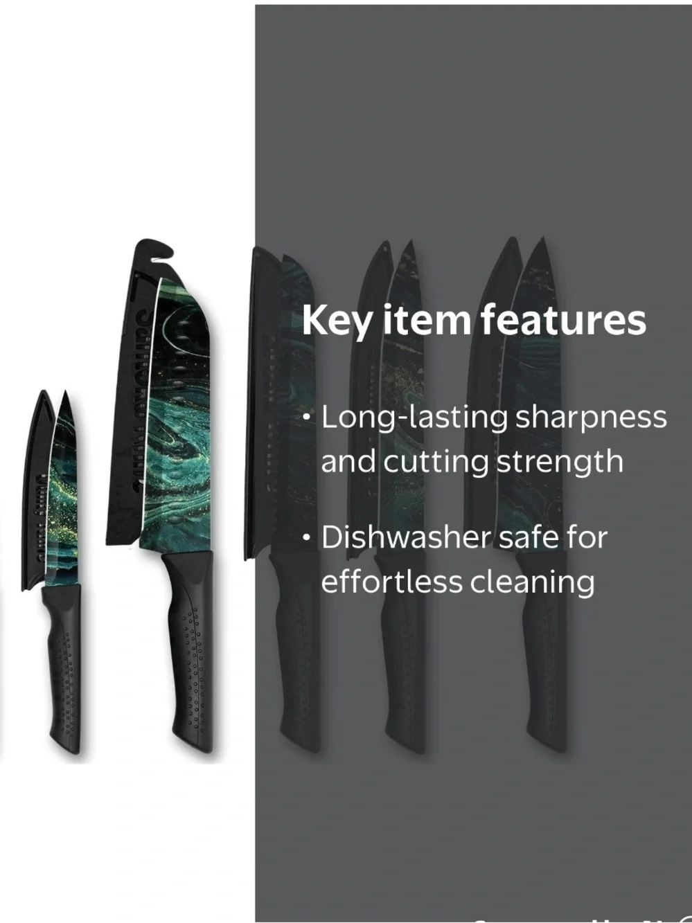 👨‍🍳🍴👩‍🍳  NULAS Knife Set, 6-PC Colorful Green Marble Pattern Knife Set. 👨‍🍳🍴👩‍🍳